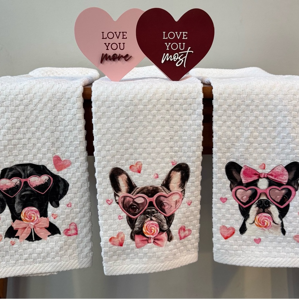 Valentine Dog Breed Kitchen Dish Towel - Picture 2 of 11
